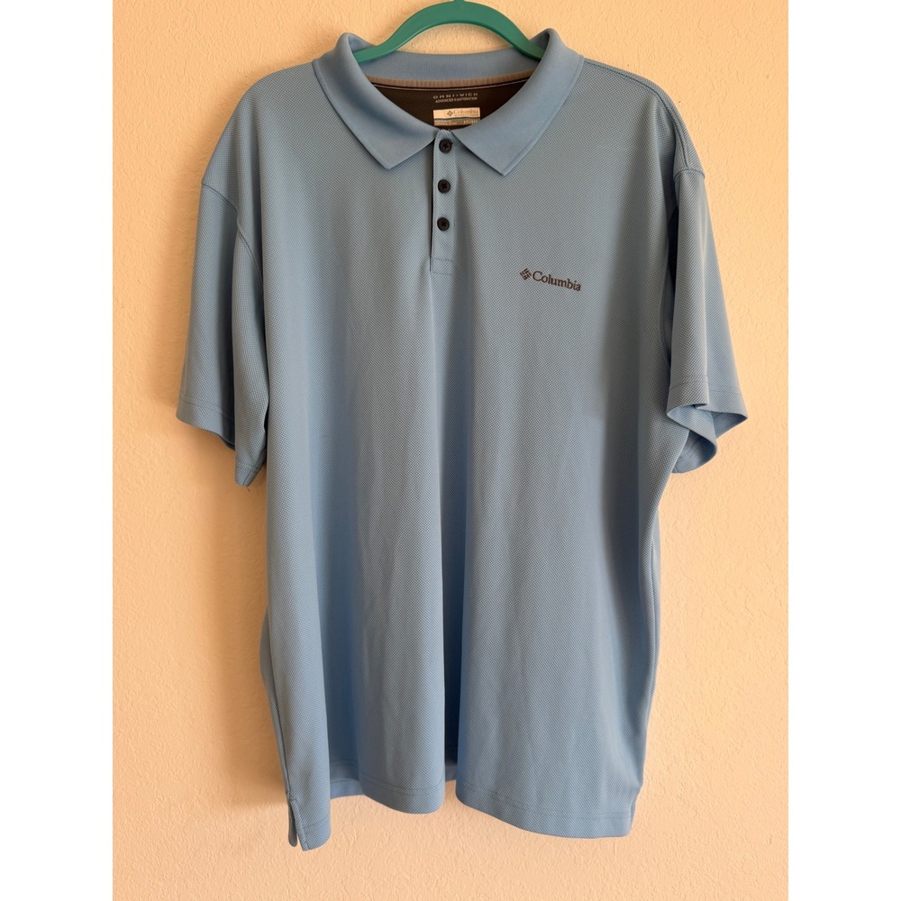 Columbia Mens Omni-Wick Polo Shirt Blue XXL AM0126 Short Sleeve Hiking Golf